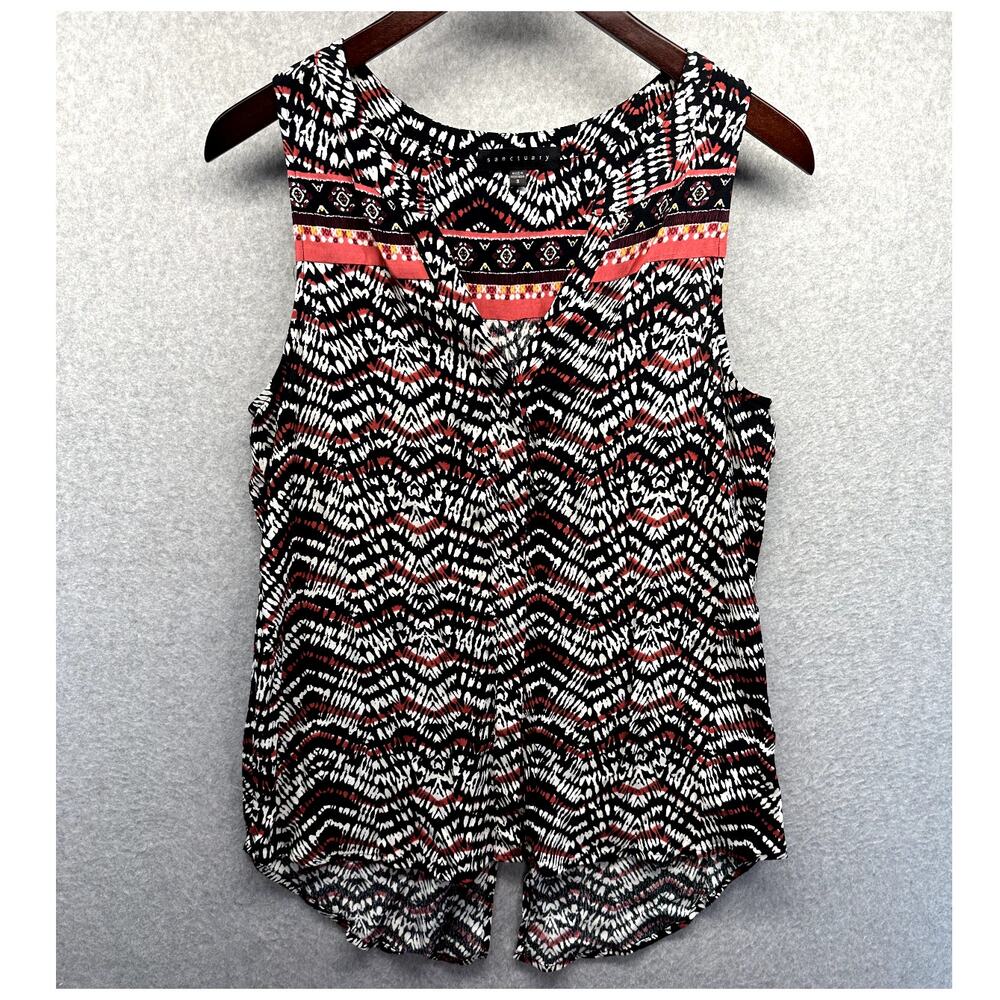 Sanctuary Womens Blouse Top Multicolor V-Neck Small Sleeveless Button Up